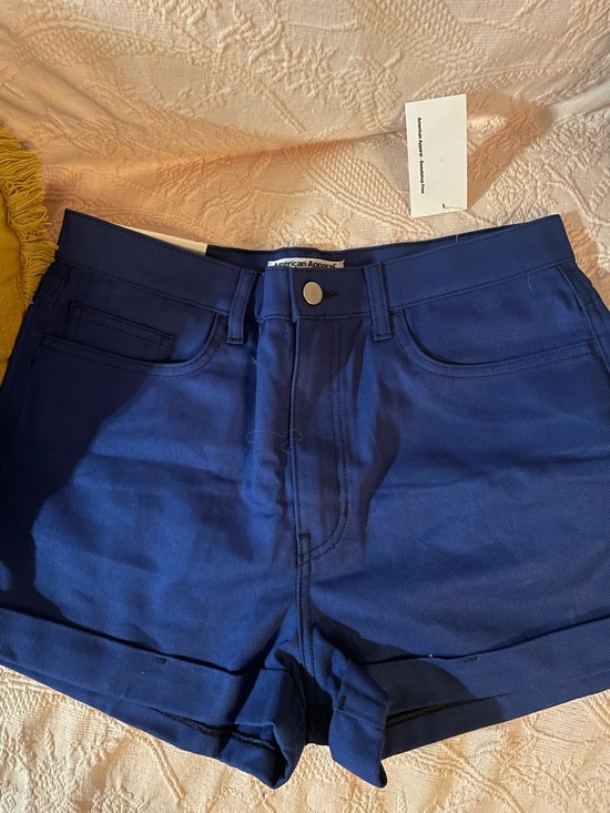 American Apparel Pants - American Apparel High Waist Cuffed Shorts in Royal Blue